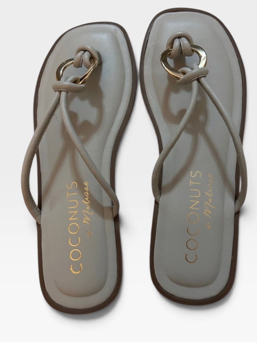 Coconuts by Matisse soft, grey Thong Sandals with Gold Ring Detail